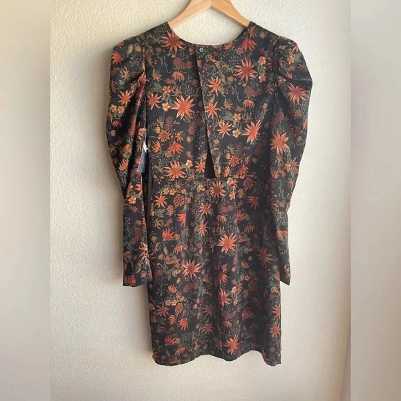 Chelsea 28 Puff Sleeve Satin Floral Dress NWT Size Small - Picture 4 of 9